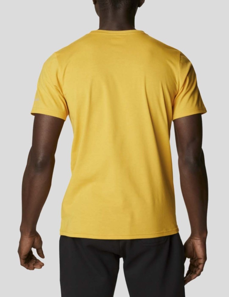 T-shirt COLUMBIA m sun trek short sleeve graphic tee bright gold cam